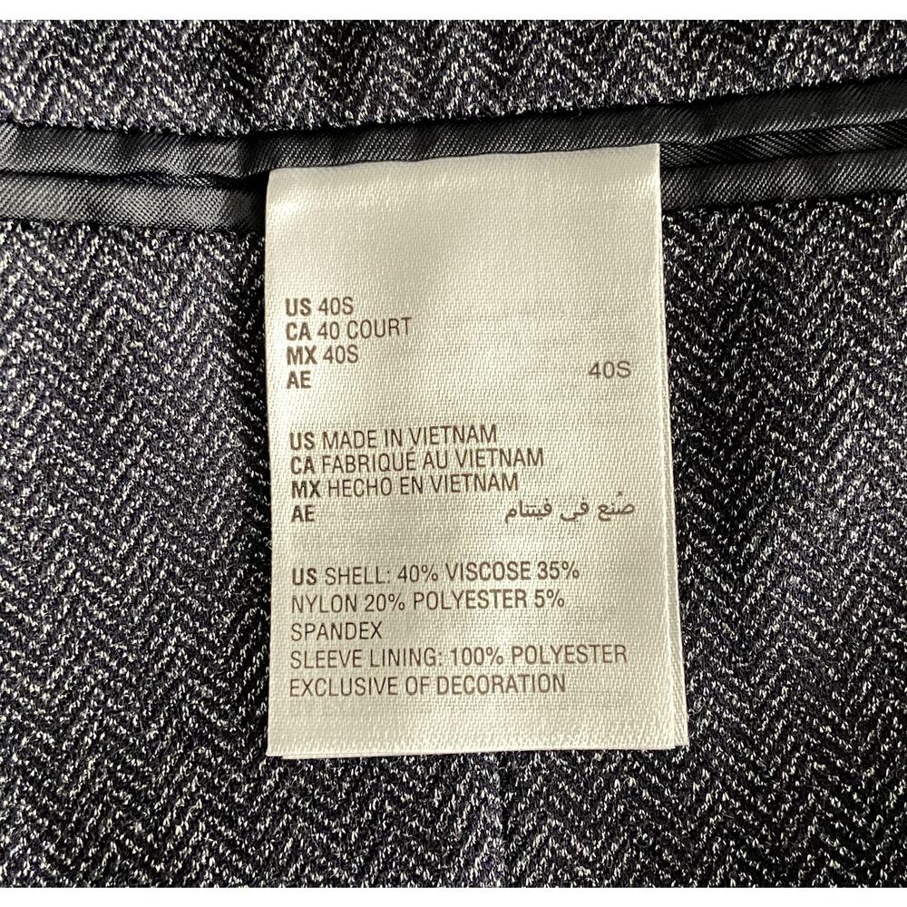 Bar III Sport Coat Men's 40 Short Slim Fit Stretch Dark Blue Herringbone NEW - Picture 8 of 12